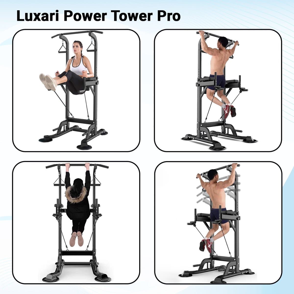 Luxari Pull up station - Weerstandsbanden - Dip Station - Pull Up Bar - Optrekstang - Krachtstation - Power Rack - Verstelbaar - Krachttraining thumbnail 8