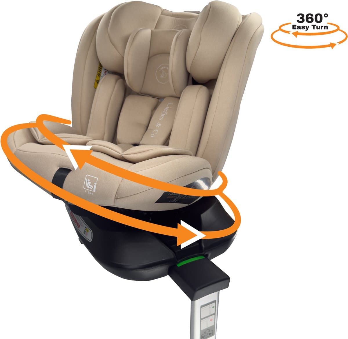 Liefjes & Co Growsafe Autostoel – i-Size 4-in-1 – 360° Draaibaar – ISOFIX & Steunpoot – Groep 0/1/2/3 (40–150 cm) Beige thumbnail 8