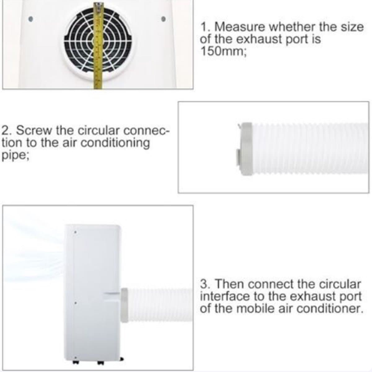 Airconditioner uitlaatslang connector - 150 mm - ABS - Mobiele airconditioner unit slang connector - Eenvoudige installatie - Snelle warmteafvoer - Wit thumbnail 2