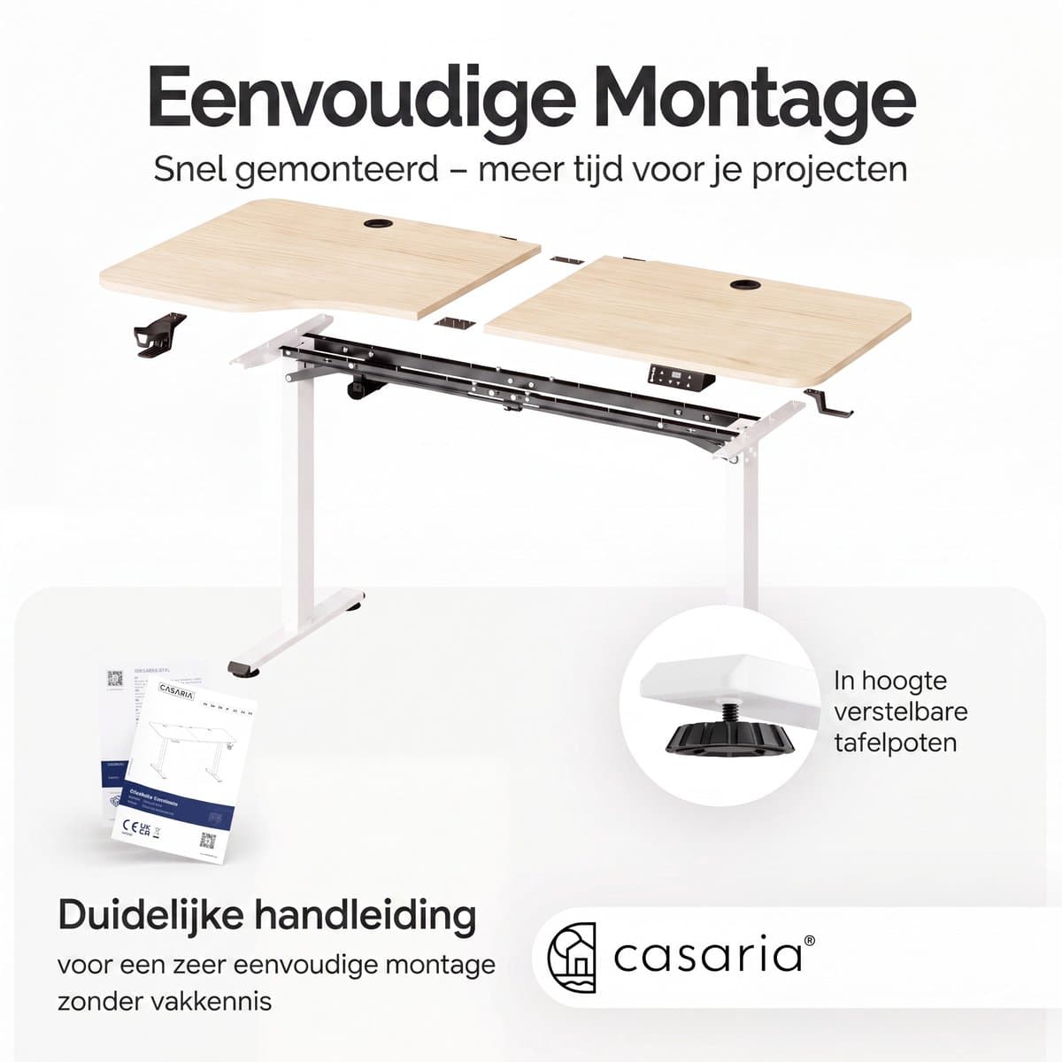 Casaria Elektrisch Zit-Sta Bureau 160x75 cm Verstelbaar Beige thumbnail 5