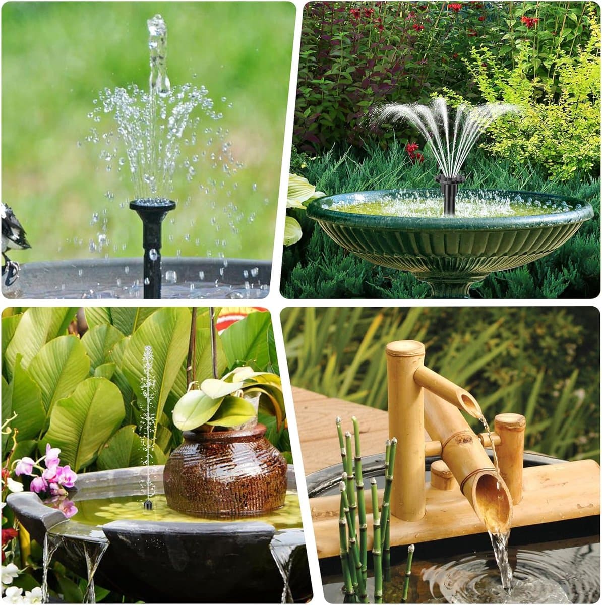POPOSOAP Solarfontein voor vogelfontein - 3 W Solarwaterpomp met 1,2 m slang - 5 sproeiers - Solarfontein voor kleine vijvers buiten - Tuin thumbnail 7