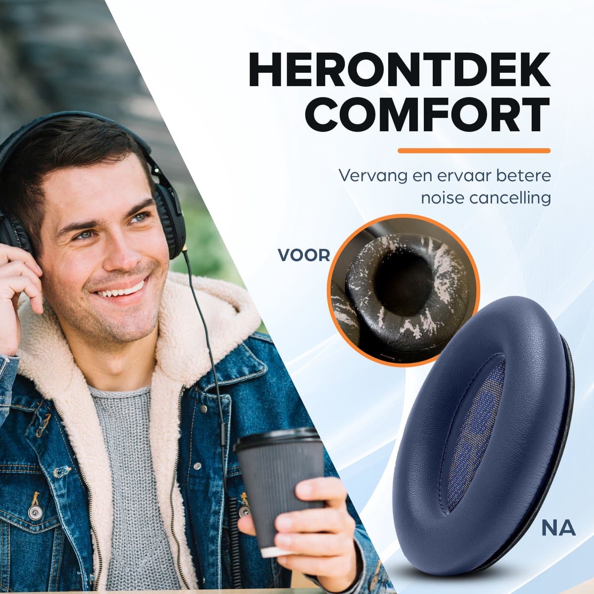 Vervangende oorkussens voor Bose QuietComfort 45 / QC45 / QuietComfort SE - Oorkussens voor koptelefoon - Ear pads headphones - Blauw thumbnail 3