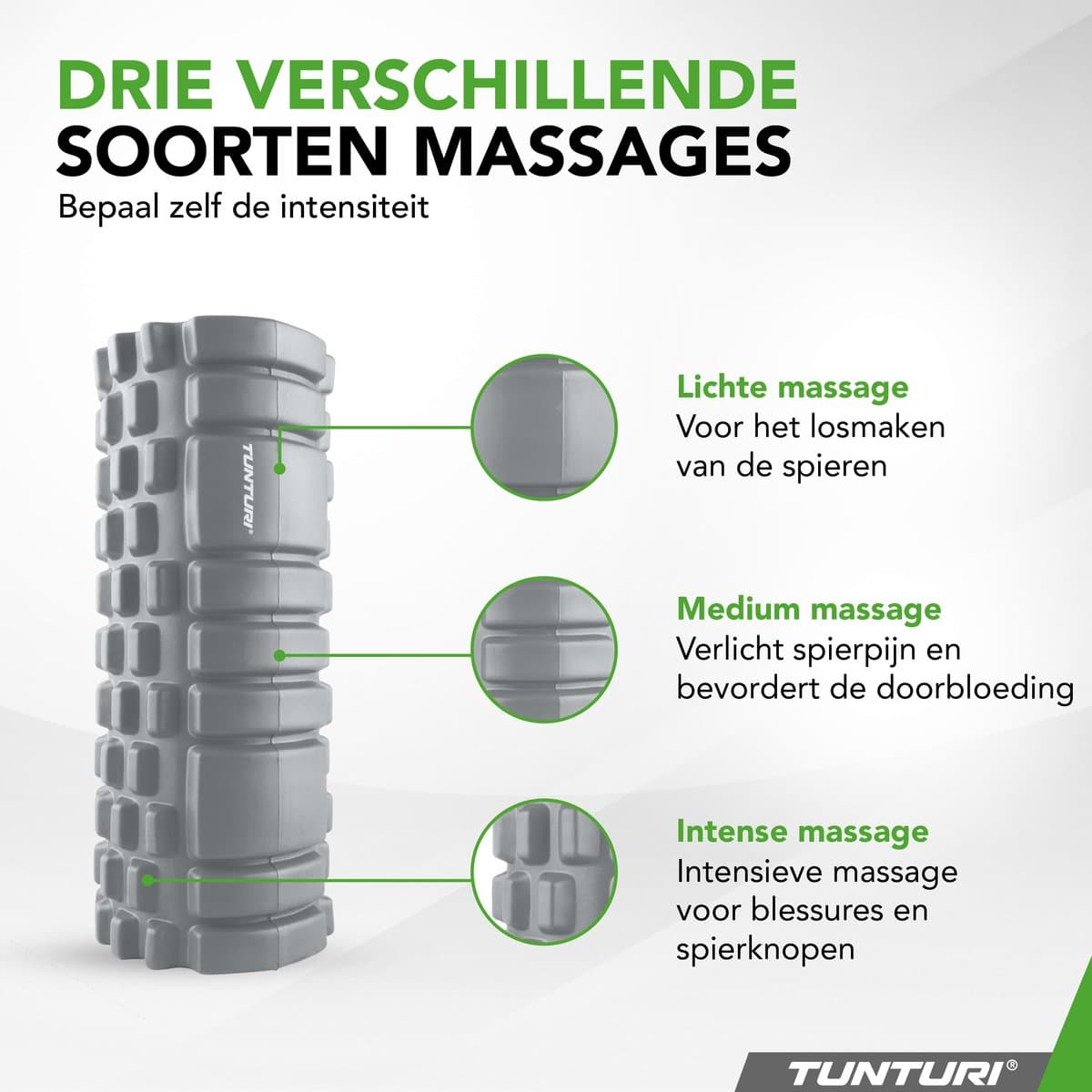 Tunturi Yoga Grid Foam Roller - Massage Roller - Foamroller - Fitness Roller - Grijs - 33cm - Incl. gratis fitness app thumbnail 3