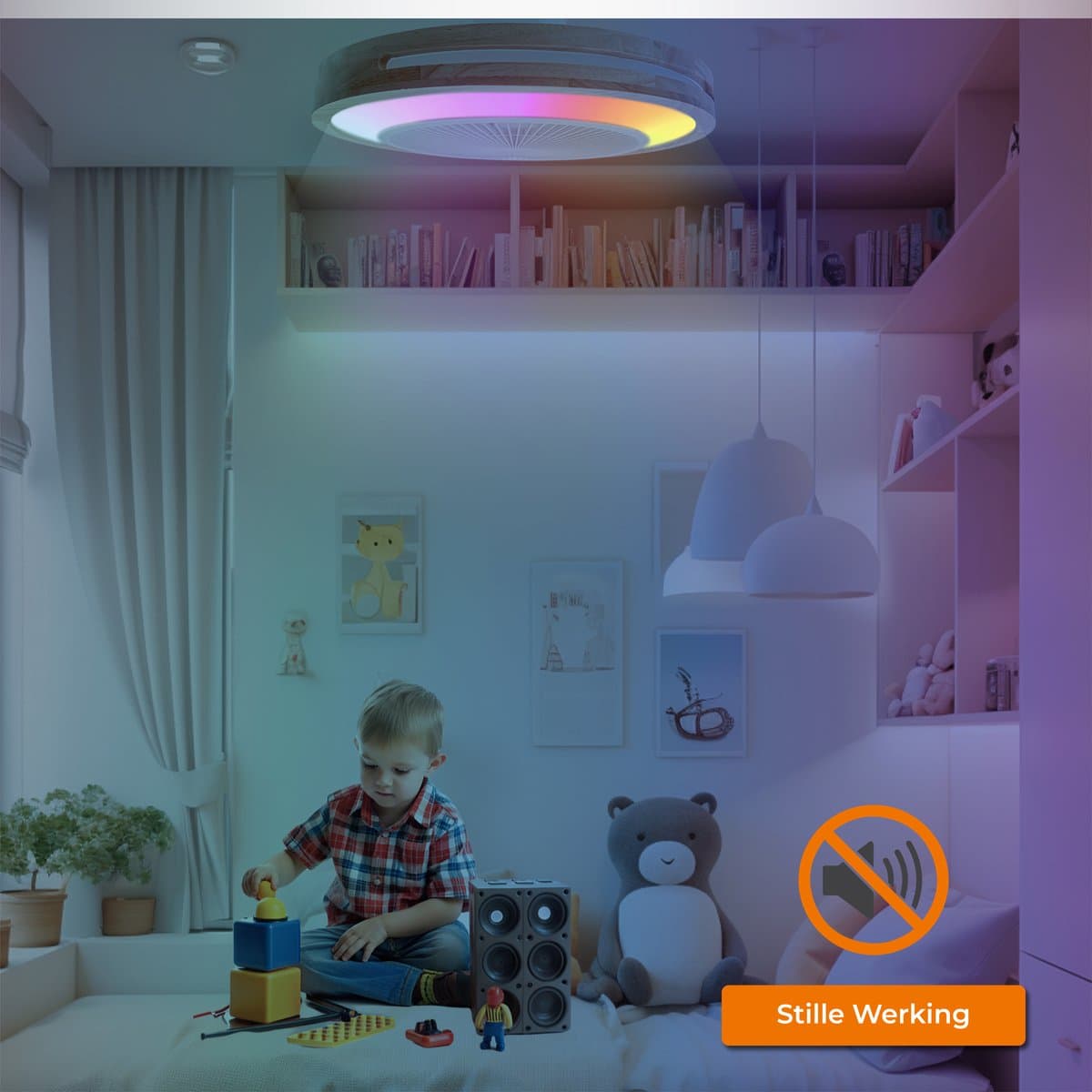 WERYOU® illuminAIR Plafondventilator - Plafonniere - Plafondventilator met Afstandsbediening - Plafondlamp - Plafond ventilator met Verlichting - Ventilator lamp - RGB Ledlamp - Hout Design thumbnail 5