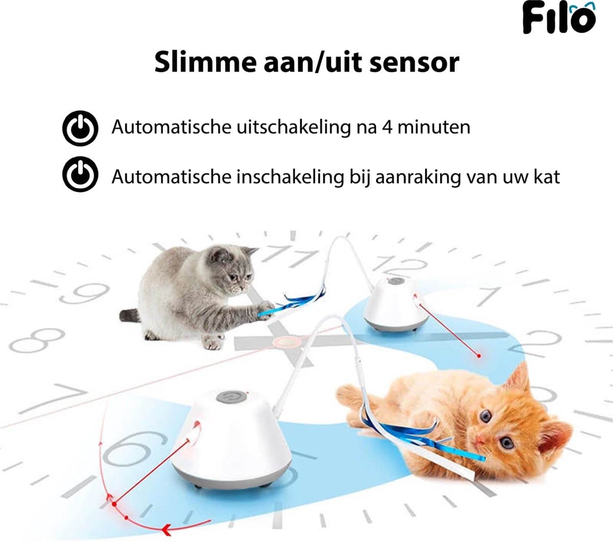 Filo Elektrisch Kattenspeelgoed met Laser - Interactief Rijdend Katten Speelgoed - Kattenspeeltjes Automatisch - Speelgoed Kat - Cat Toy - Kitten Speeltjes thumbnail 3