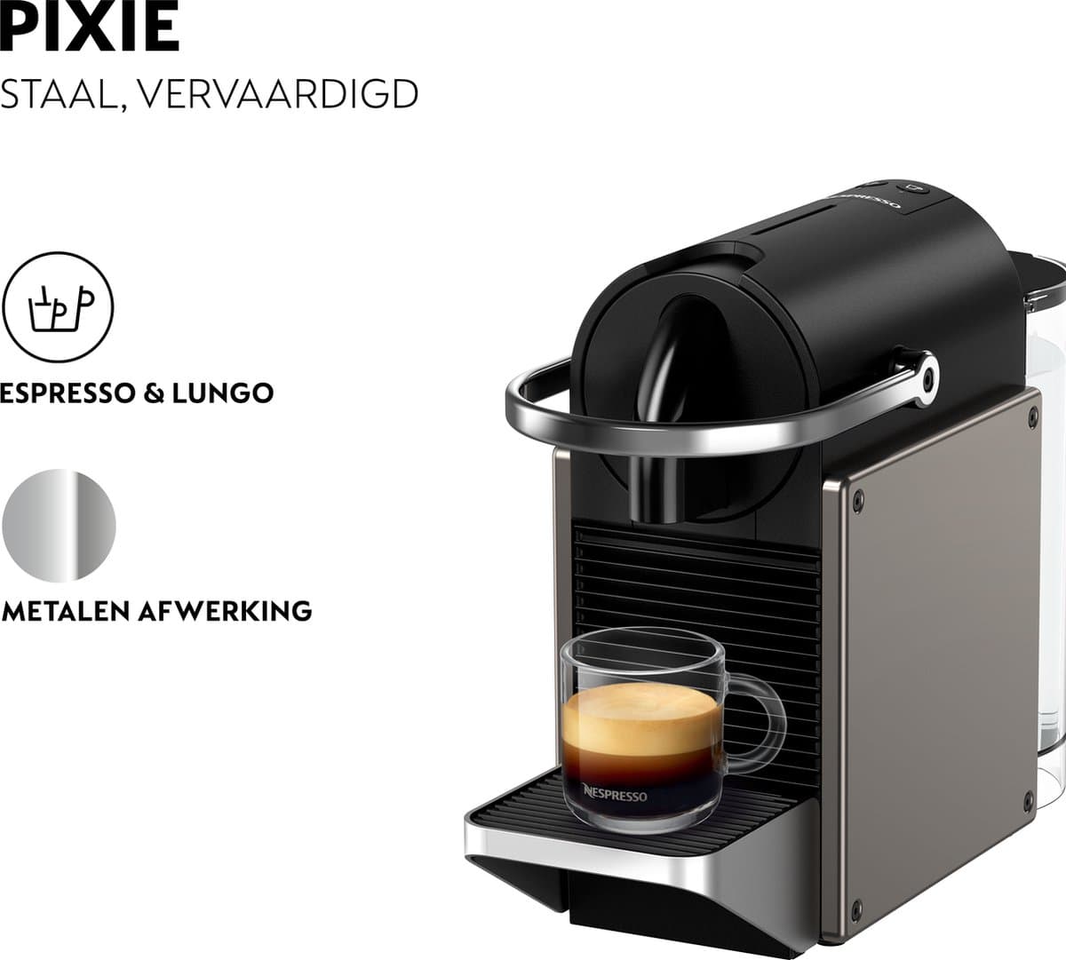 Krups Nespresso Pixie XN306T - Koffiecupmachine - Titan - Compact thumbnail 6