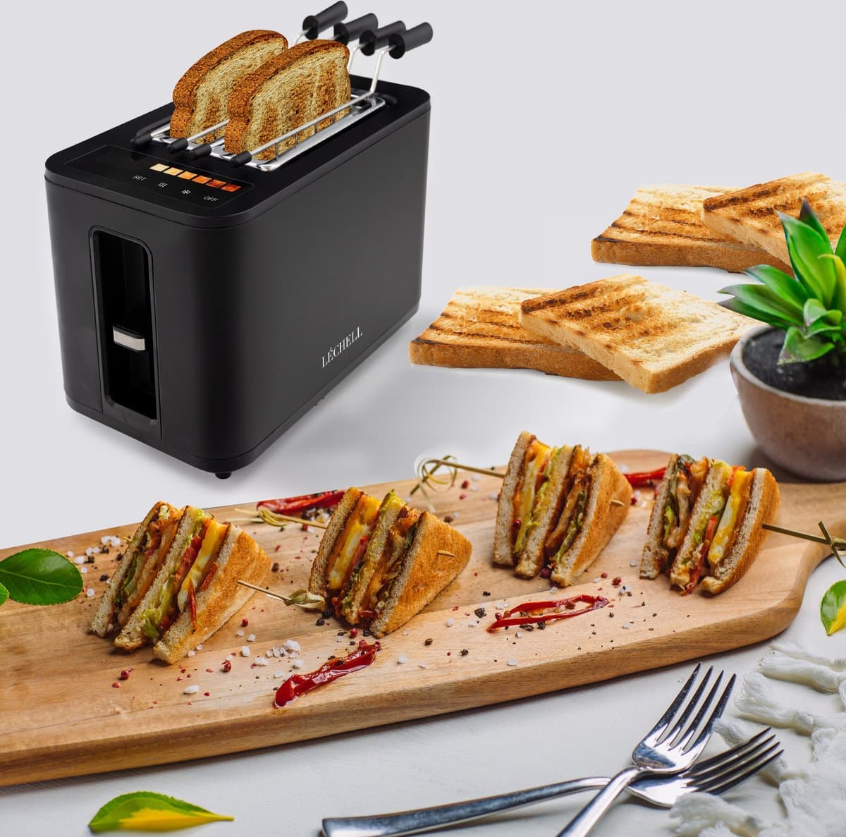 Léchell Broodrooster met tostiklemmen – 6 standen, 900W thumbnail 8