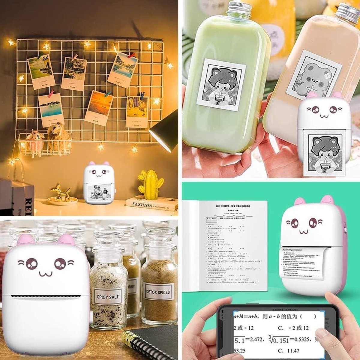 Mini-printer draagbare mini-fotoprinter voor smartphone zakprinter - thermische printer met 5 pennen - 5 thermisch papier - 5 printerpapier voor leernotities foto's - fotolabels reizen mini printer thumbnail 5