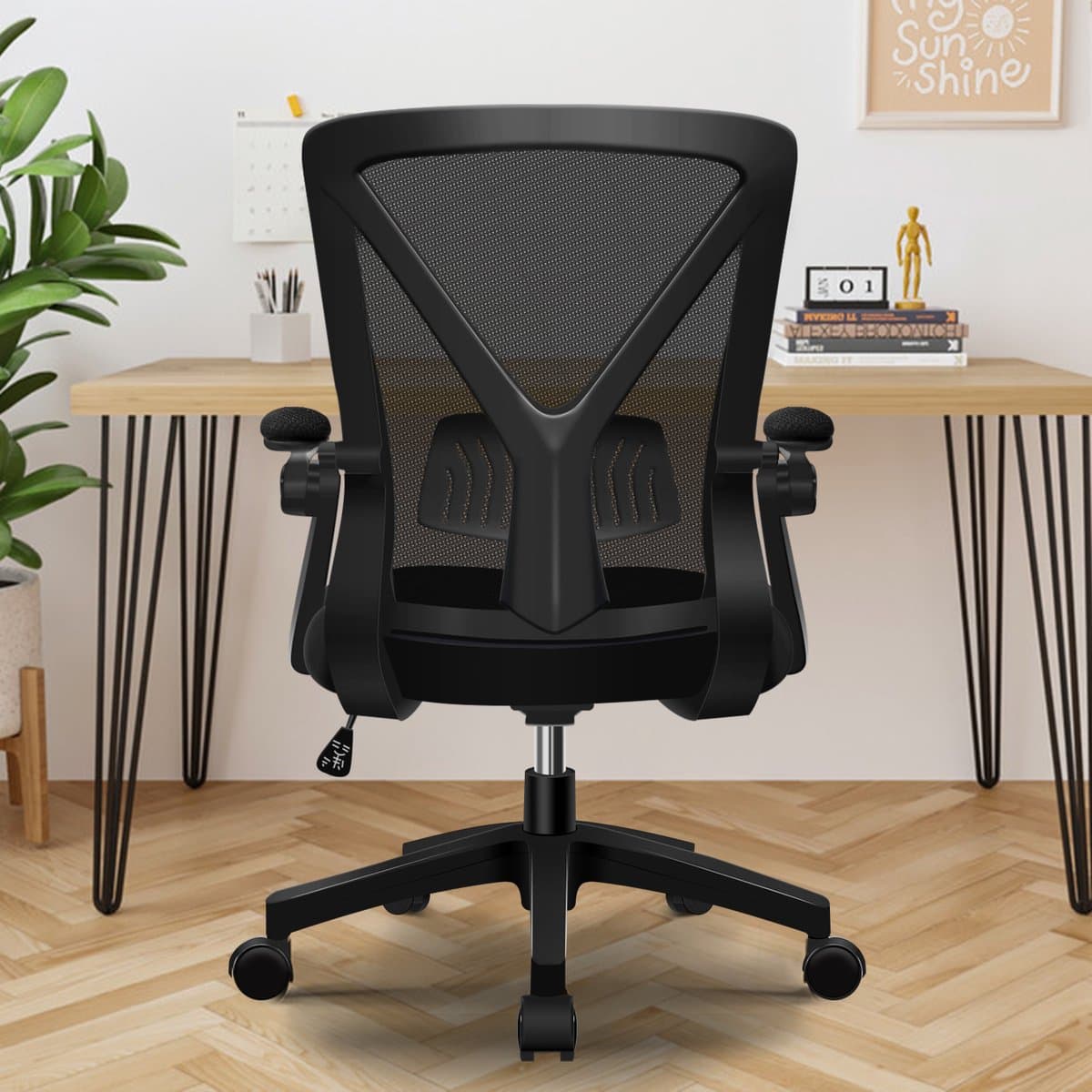 Elekiatech Ergonomische Bureaustoel - Bureaustoel - Bureaustoelen voor Volwassenen - opklapbare armleuningen-150 Kg - Zwart thumbnail 2