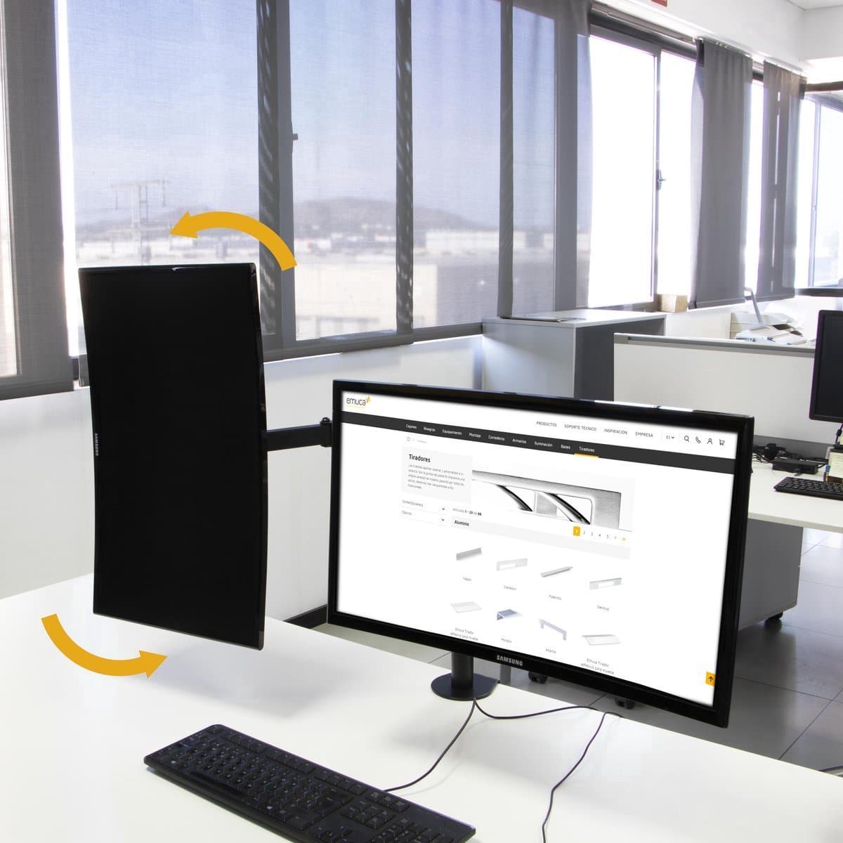 Eleganca Dubbele monitorstandaard 13 tot 32 inch voor tafel - Tot 8 kg per arm - MAX VESA 75x75 mm - 100x100 mm - staal - zwart thumbnail 8