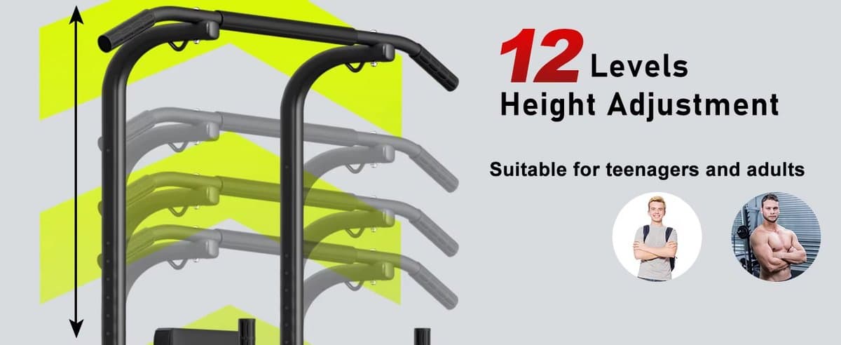 AtlasStrength Pull up Station - Verstelbare hoogte - Met Weerstandsbanden - Train diverse spiergroepen thuis met een krachtstation - Power tower - Pull up rack - Pull up bar - Zwart thumbnail 3