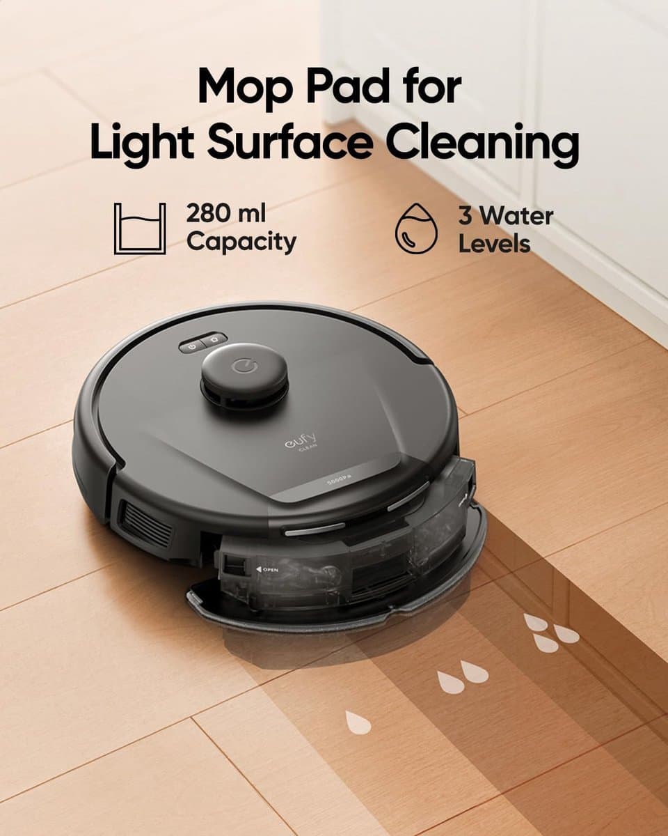 eufy Clean L60 Hybrid SES Robotstofzuiger met dweilfunctie en Vervangingssets - Robot Vacuum - 5.000 Pa Zuigkracht, Met automatisch leegstation, Bestuurbaar via smartphone thumbnail 6