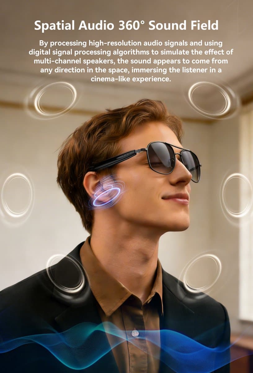 Blackview D1 Pro Bluetooth Zonnebril - Smart Glasses - Spraakgestuurde AI-assistent - Ingebouwde Speakers voor muziek - handsfree bellen - Bluetooth 6.0 - IP54 - Zwart thumbnail 3