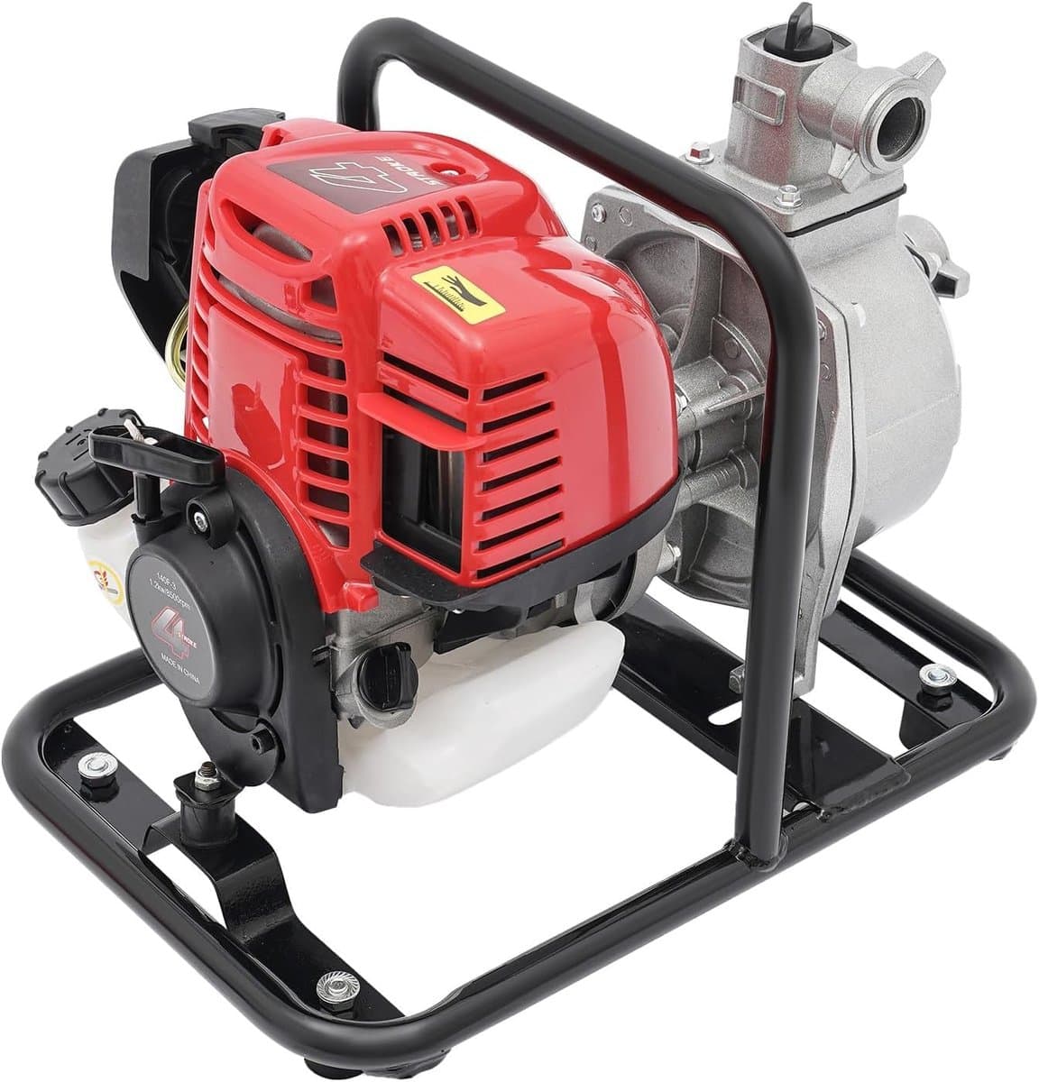 Waterpomp Benzinemotor - Vuilwaterpomp Hogedruk - Tuin Irrigatie Drainage - Viertakt Motor - 30 Meter Opvoerhoogte - Zilver Rood Zwart thumbnail 4
