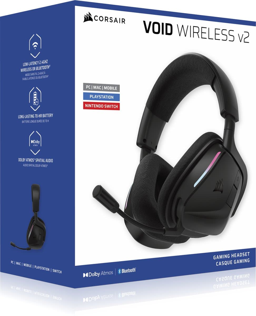 Corsair Void RGB V2 Wireless - Draadloze Gaming Headset - Spatial Audio - Zwart - PC/PS5/PS4/Switch thumbnail 6