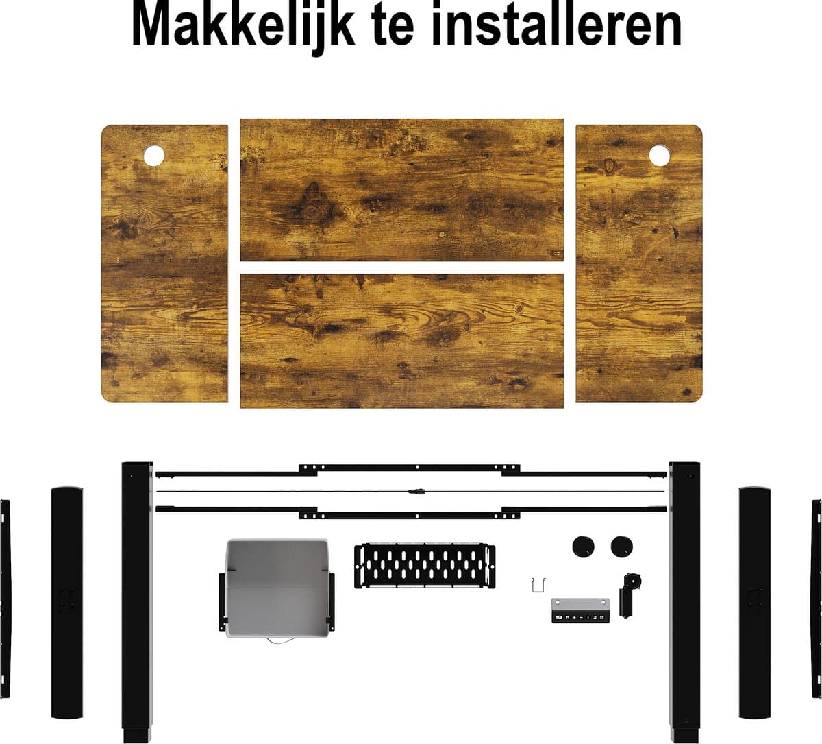 Devoko Elektrisch Zit-sta Bureau 160x80 cm – Stille Motor met Geheugenfunctie – Zit-alarm – Digitaal Display – 6 Knoppen Handbediening – USB Poort – Zit-sta Bureau – Bruin thumbnail 7