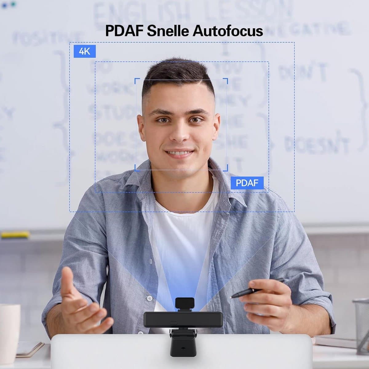 4K Streaming Camera - Webcam PC - Professionele Conferenties - 120° Ultra-Wide Hoek - 1080p@60FPS - Zwart thumbnail 6