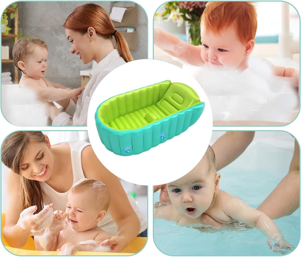 Opblaasbare Babybadkuip - Draagbaar Badje - Babybadje Thuis - Antislip Stabiliteit - 82 x 55 x 30 cm - Meerkleurig thumbnail 6