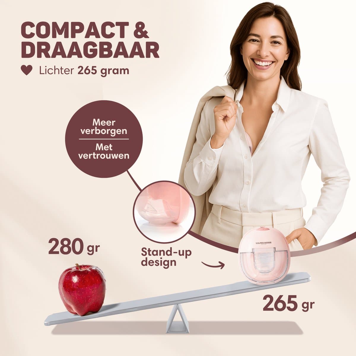 Vulpes Goods® BabyCare - Elektrische Borstkolf Elite - Handsfree Borstkolf - Dubbele Draadloze Borstkolf - Warmtecompressie - BPA-Vrij - App - Incl. Reiskoffer, Borstschildverkleiners, 60 Bewaarzakjes & Meer - Roze thumbnail 8