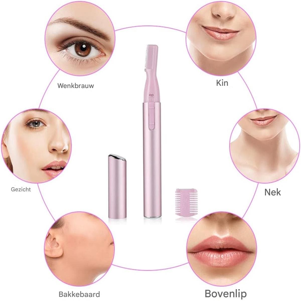 carmdering - Elektrische Wenkbrauw Trimmer | Precisietrimmer | Gezichtstrimmer I Wenkbrauw Epilator | Gezichtsepilator | Gezicht Ontharing | Trimmer I Roze thumbnail 4