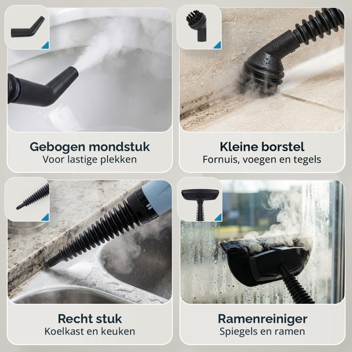 Joyware® 13-in-1 Stoomreiniger S1 – Krachtige Handstoomreiniger – Tapijtreiniger & Vlekkenreiniger voor Bank, Badkamer & Bekleding – Steam Cleaner – 1050W – 450ML thumbnail 5