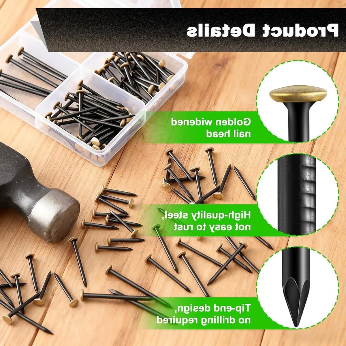 Nagelset 120 Stuks met Opbergdoos, Diverse Maten Spijkers voor Hout en Beton thumbnail 2