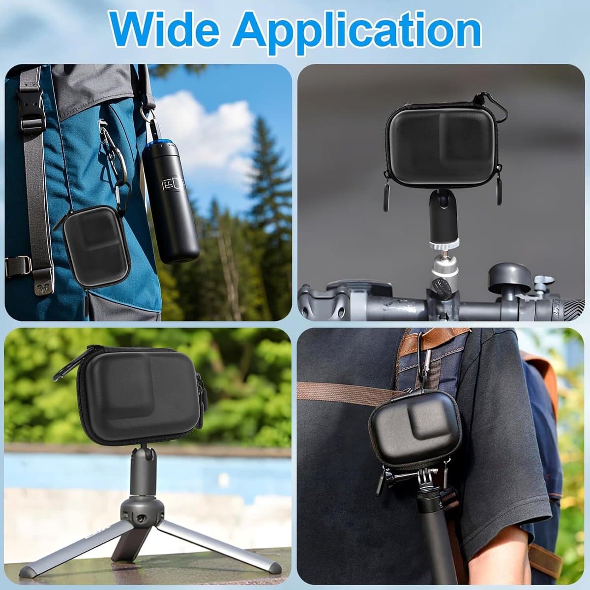 Dailygoods- Mini Tas Harde Schaal - Opbergtas voor DJI Osmo Action 5 Pro/4/3 - Lensdop - Reinigingsdoekje - Karabijnhaak - Silicone Materiaal thumbnail 2