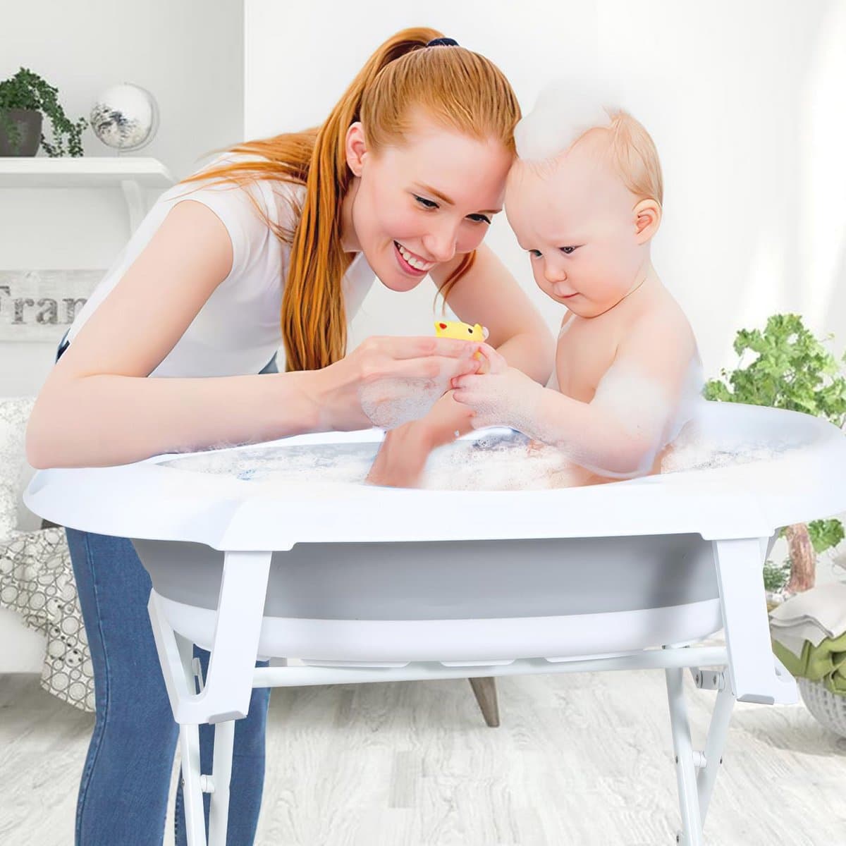 Opvouwbare Babybadkuip met Temperatuursensor en Badmat - 80 cm thumbnail 7