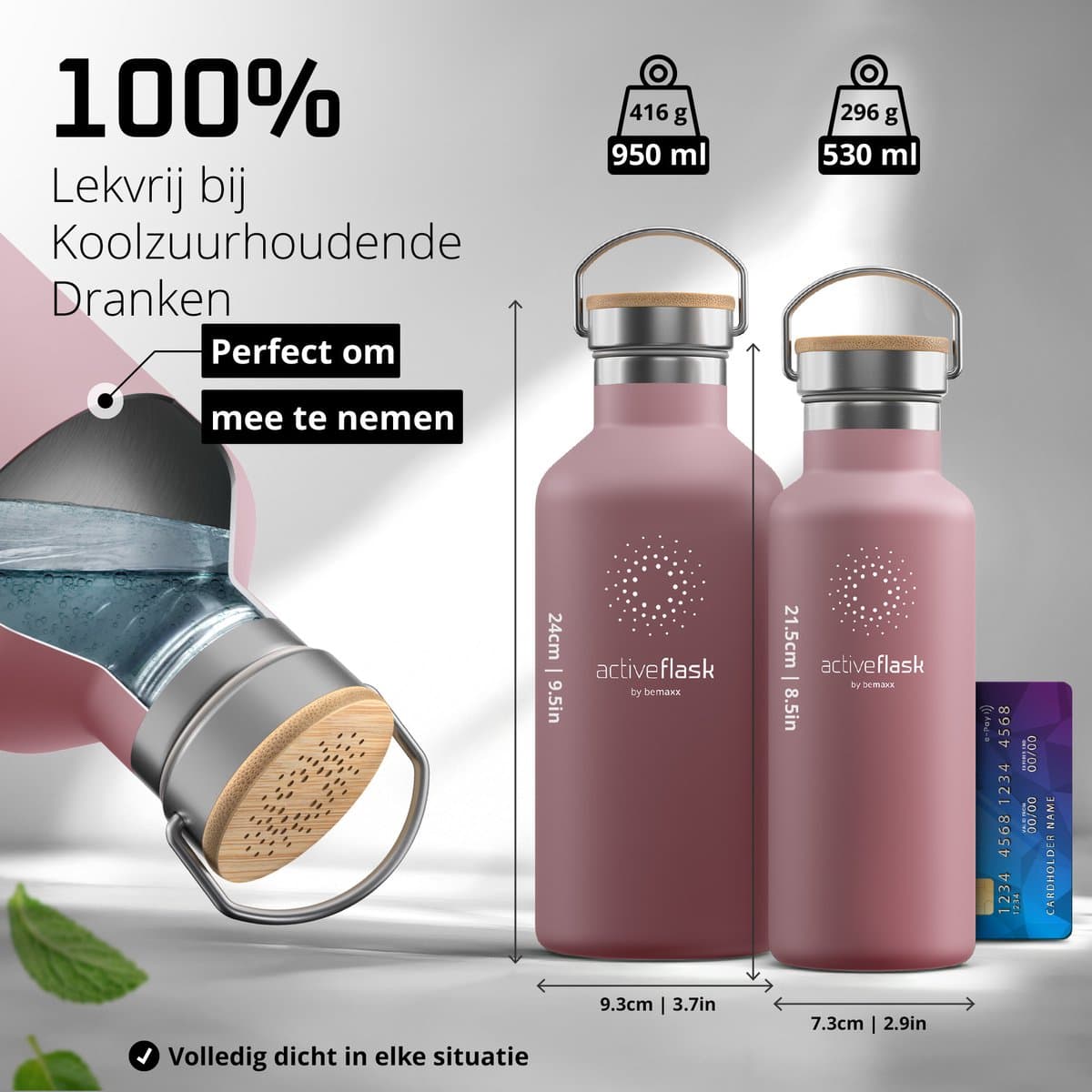 bemaxx Drinkfles met Rietje RVS Thermosfles ACTIVE FLASK (3 Drinkdoppen met Infuser), Volwassenen Kinderen, BPA-Vrij + Lekvrij | 1 Liter/500 ml Isoleerfles, Vacuüm Waterfles Sport Fitness Fietsen Water Fles Waterbidon Sportbidon thumbnail 2