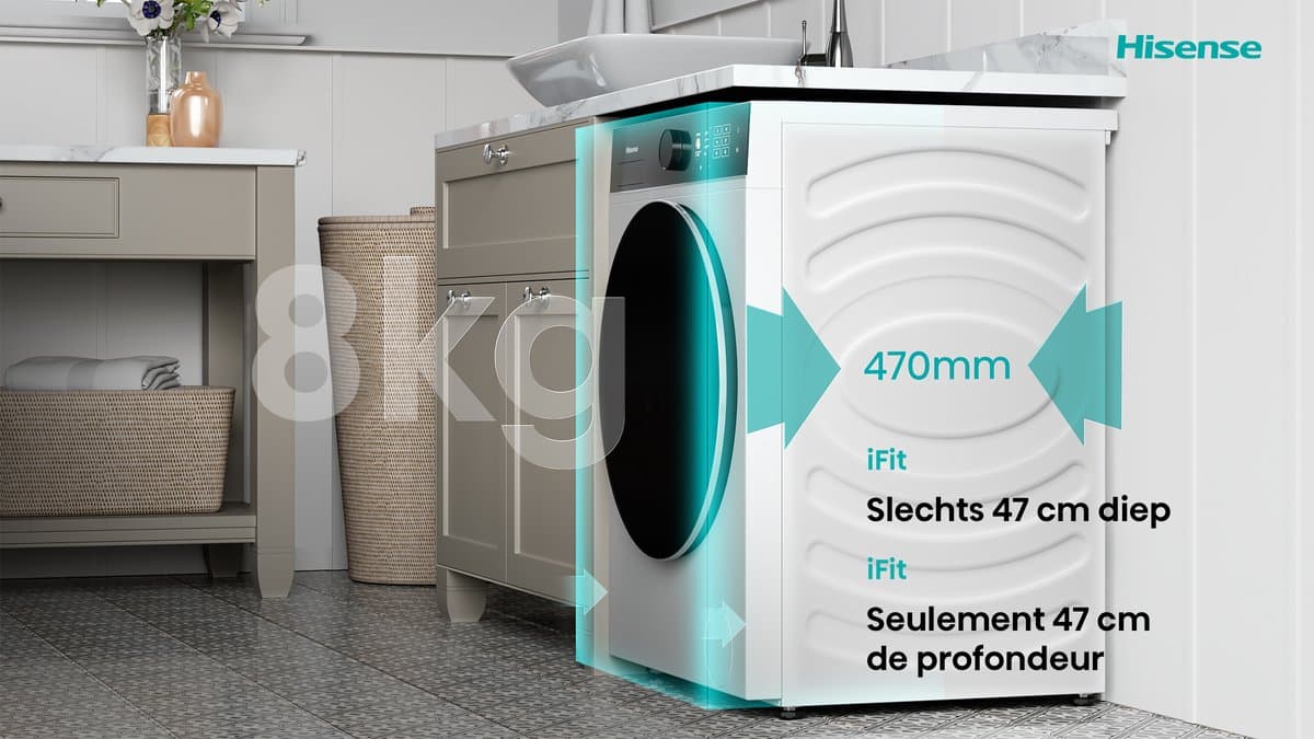 Hisense WF5I8043BWF 8 kg met WiFi en 47 cm diepte thumbnail 6