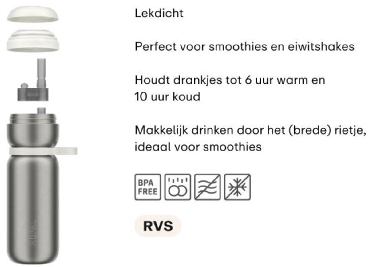 Mepal Isoleerfles twist Sport - 600 ml - Twist en drink - Lekdicht en geïsoleerd: 6u warm. 10u koud - Vaatwasmachinebestendig - Drinkflessen - Graphite black thumbnail 2