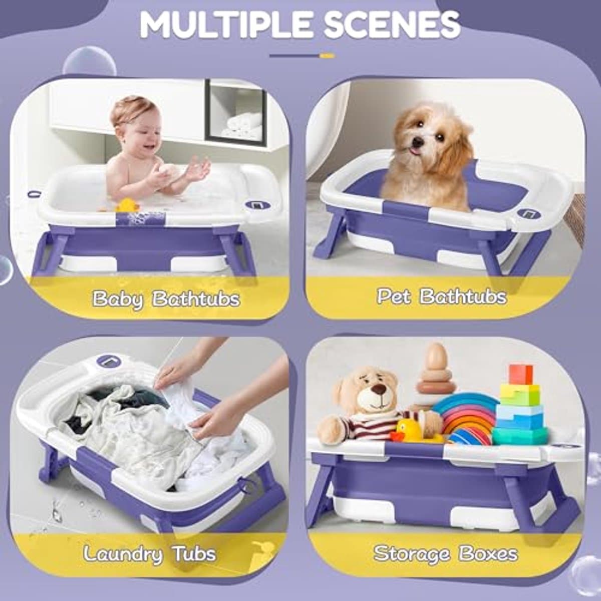 Opvouwbare babybadkuip voor pasgeborenen tot peuters met kussen en thermometer thumbnail 2
