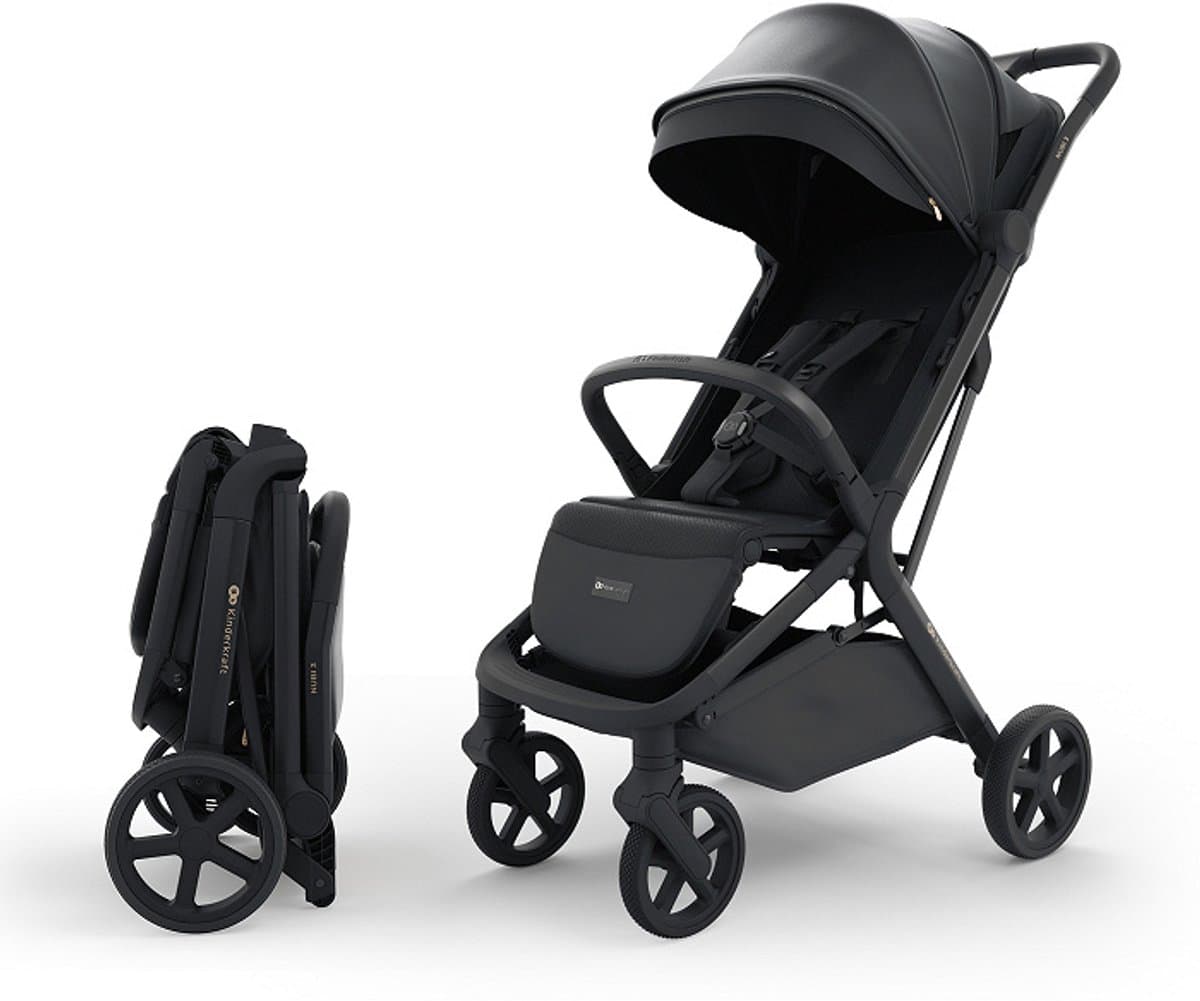 Kinderkraft NUBI 3 Buggy – Lichtgewicht & Automatisch Inklapbaar – Tot 27 kg – Verstelbare Rugleuning – Zwart - afbeelding 1