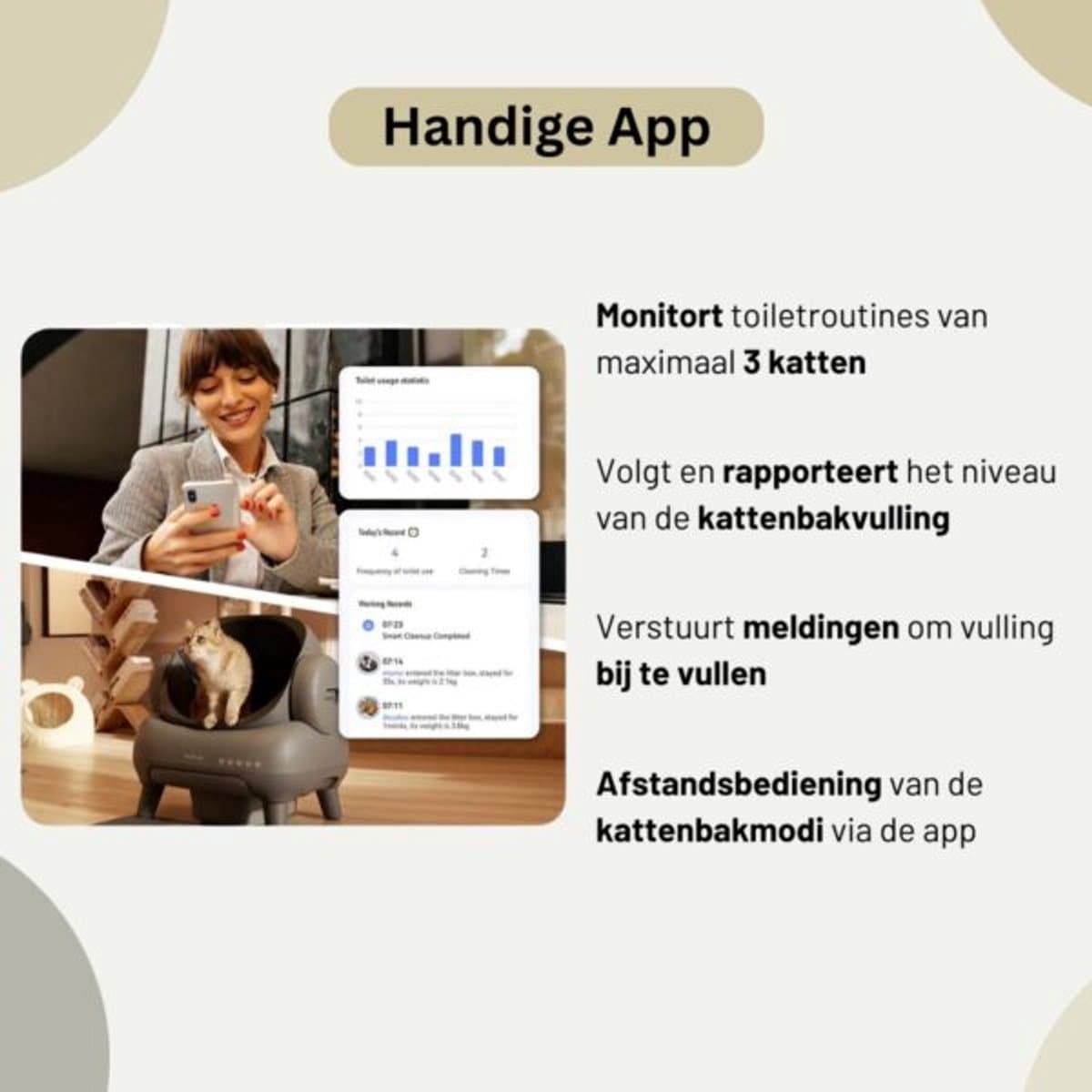 Neakasa M1 Plus Zelfreinigende Kattenbak XXL – Automatische Kattenbak met App – Boven Open – Geurvrij & Hygiënisch – Voor Meerdere Katten – Inclusief Kattenbakmat – Grote Inhoud – Slimme Kattenbak - met App - Wit thumbnail 7
