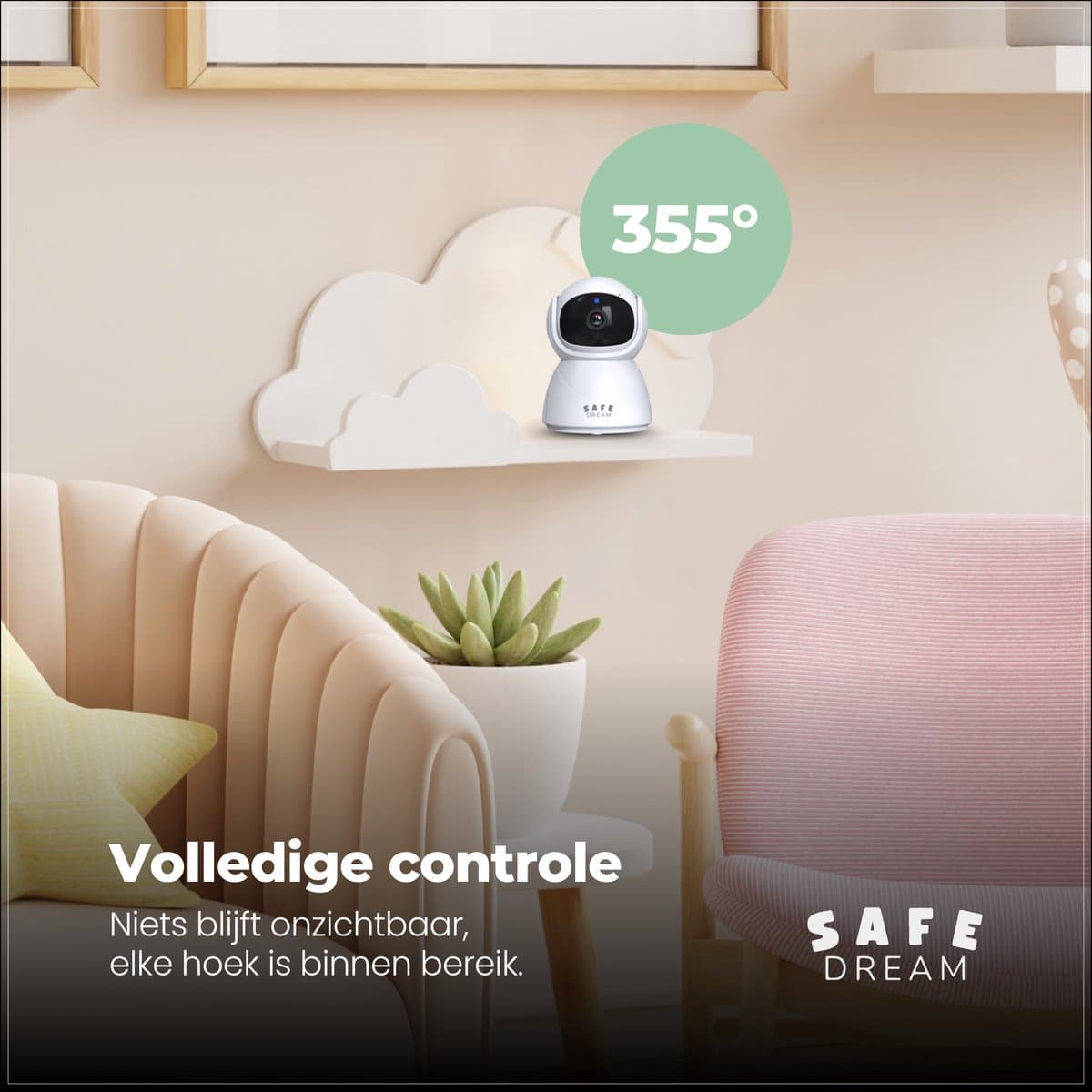 SafeDream Babyfoon – baby monitor – met camera – 355 camera – Tot 30u batterijduur – Veilige FHSS-verbinding – Nachtzicht & Zoomfunctie thumbnail 3