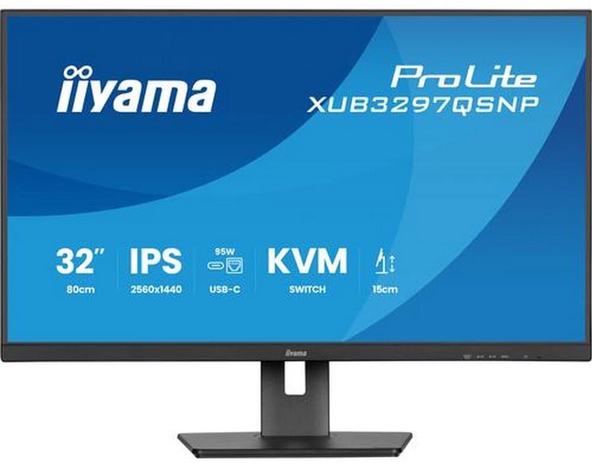 iiyama ProLite XUB3297QSNP-B1 - 32 inch - QHD - IPS - USB-Hub (4x) - Verstelbaar - USB-C Dock - KVM-switch thumbnail 6