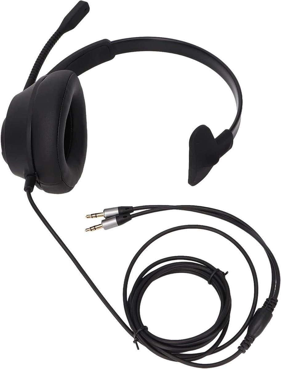 Bedrade Headset - Mono Oortelefoon - Klantenservice Bellen - Ruisonderdrukking HD - Dubbele 3.5mm - Zwart