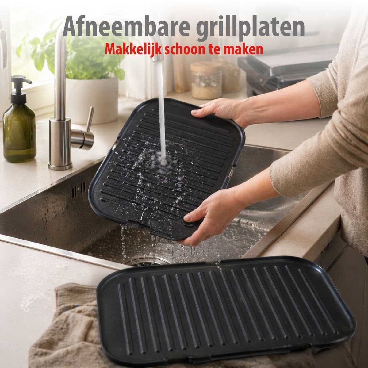 alpina Contactgrill 2100W - Tosti Apparaat met 7 Grill Standen - Tafelgrill met Uitneembare Platen - Panini Grill 37,6 x 33,1 cm - Anti-Aanbaklaag - RVS/Aluminium thumbnail 8