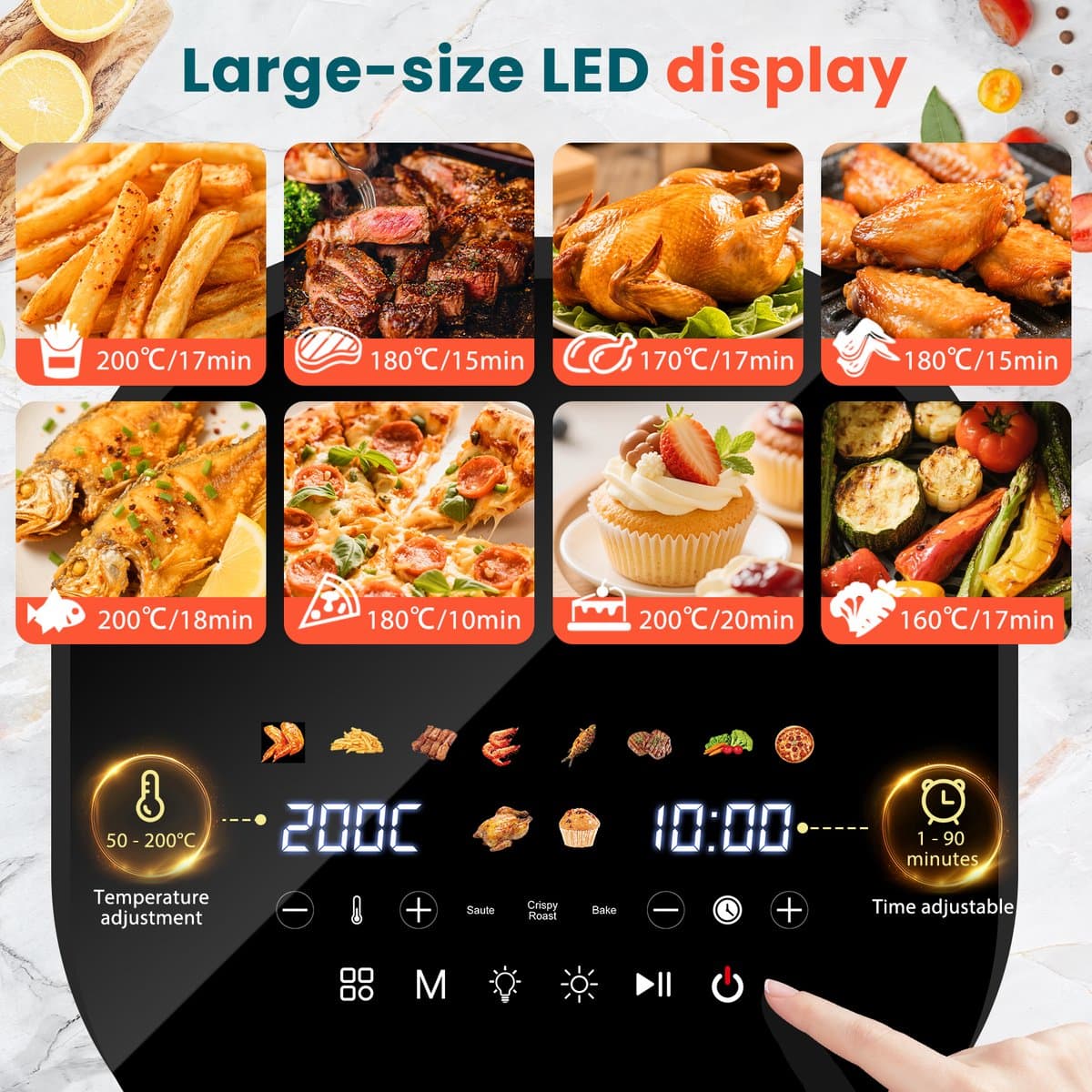 Taylor Swoden Airfryer XXL 8L met Kijkvenster – Heteluchtfriteuse Grote Capaciteit thumbnail 2