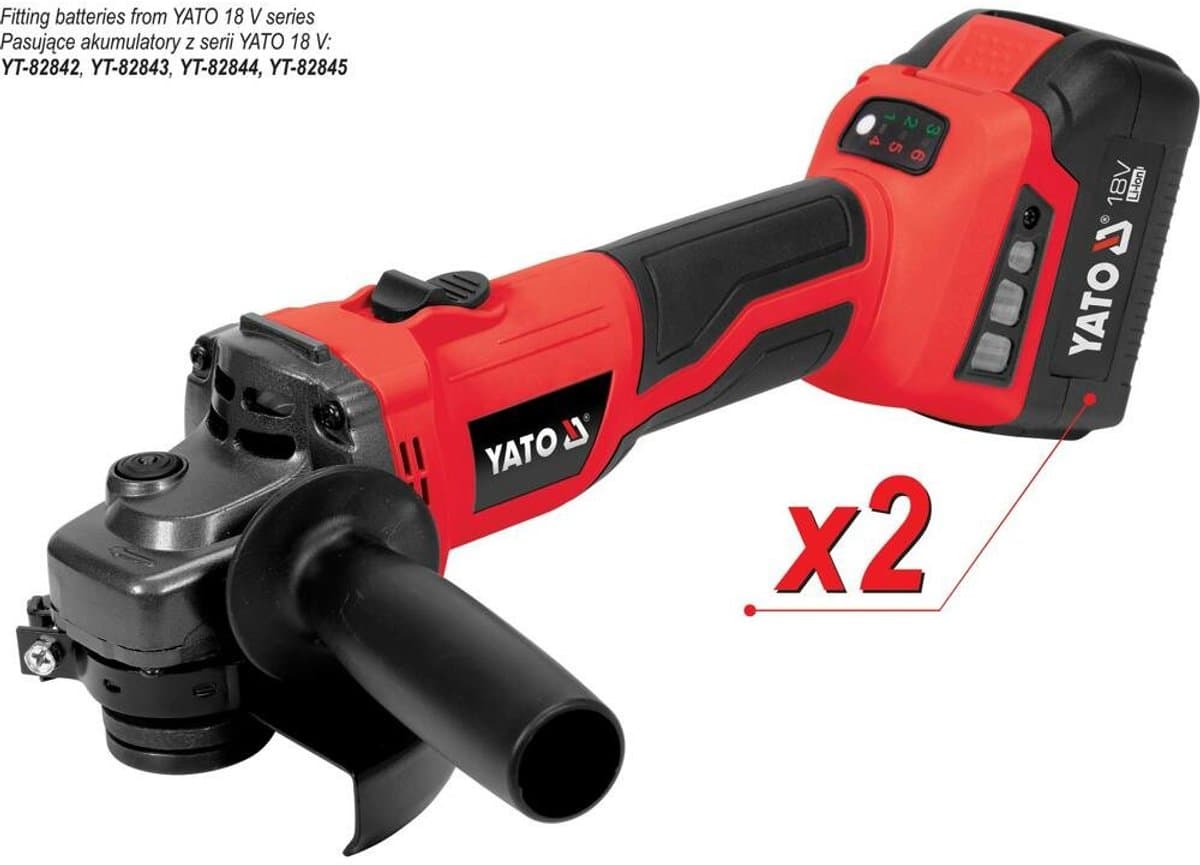YATO YT-828295 - Haakse slijper - 18V accuvoeding - 125 mm schijf - 4 Ah Li-Ion thumbnail 5