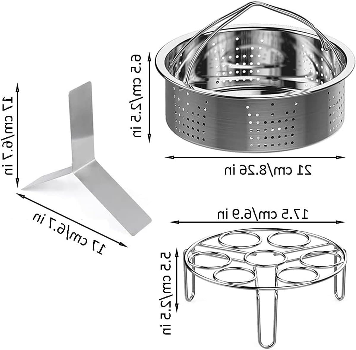 3-Delige Stoompan Accessoireset voor 21 cm Instant Pot - RVS Stoommand, Eierrek en Divider thumbnail 2