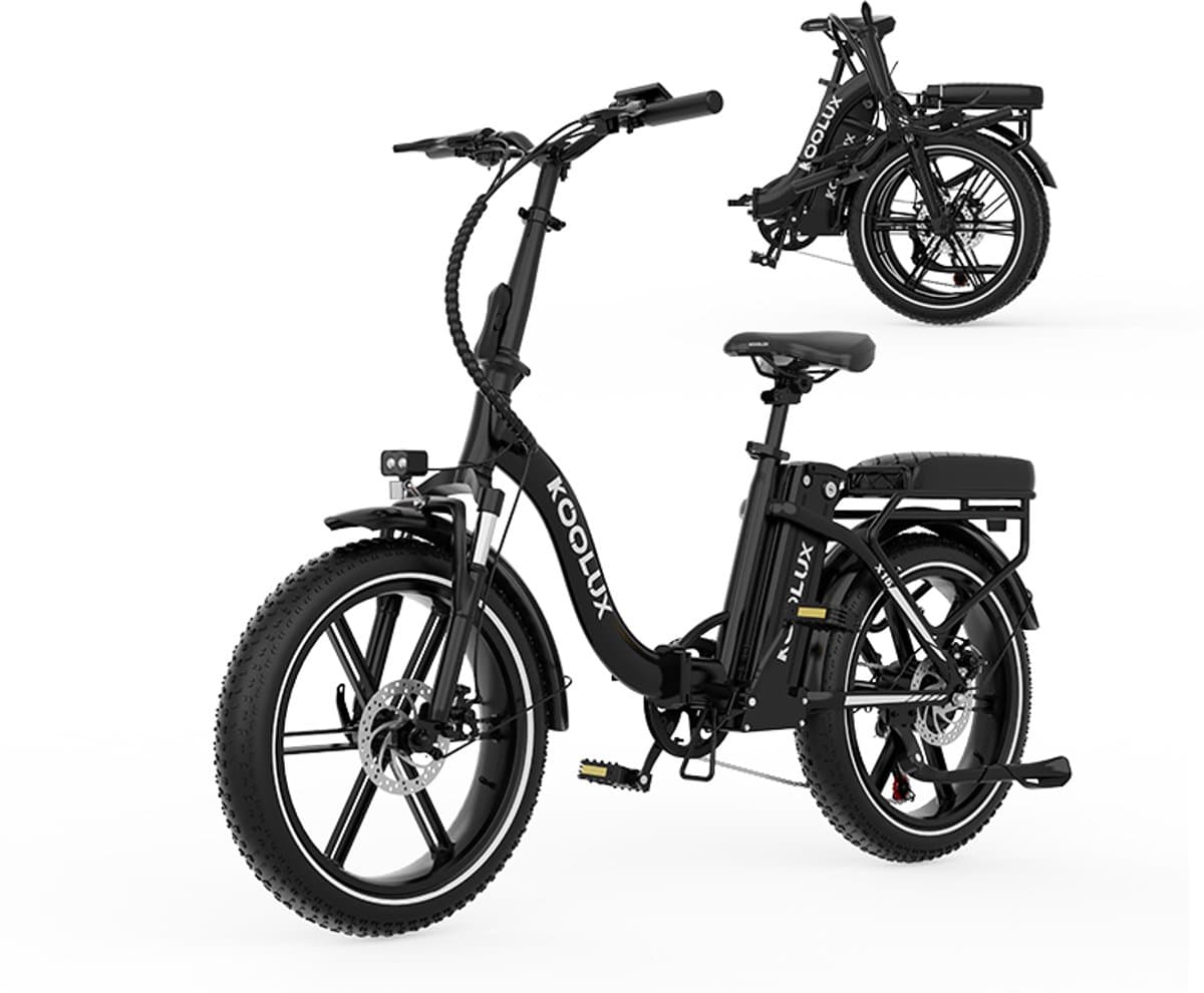KOOLUX | X16 Elektrische Vouwfiets | E-Bike | 20 x 3.0 Inch Dikke Banden | 48V 15.6Ah Lithium Accu | 250 W Motor | Maximaal 25/u | Maximaal bereik 75km | 7-speed versnelling | LCD Scherm | Aluminium Frame | Zwart