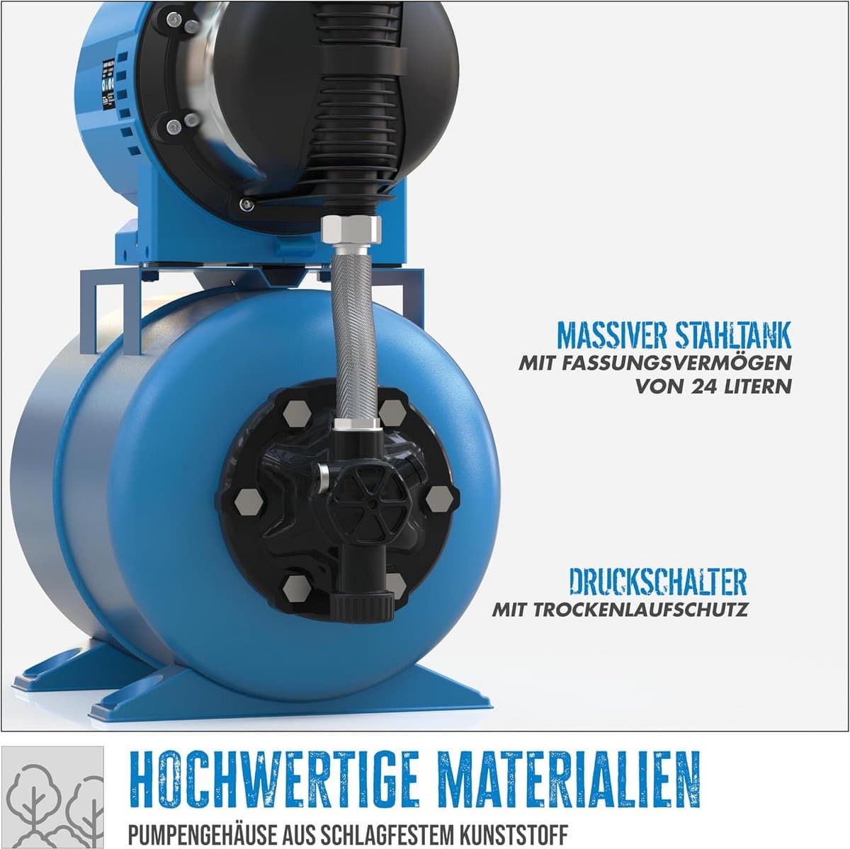 Krachtige Huiswaterpomp met Drukvat voor Tuin en Sanitair thumbnail 3