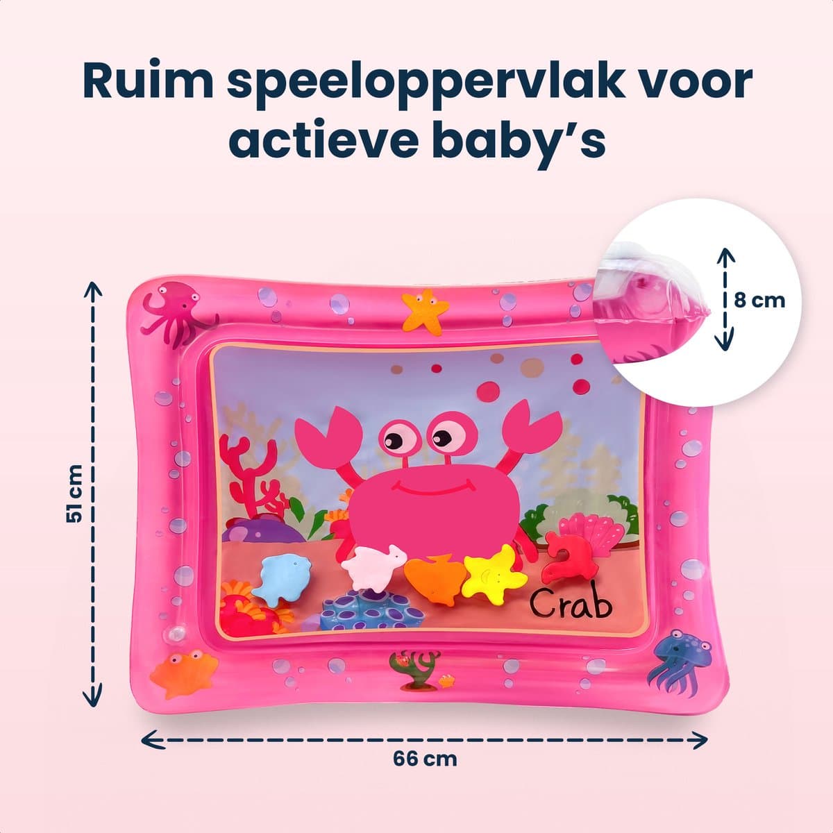 Dutsi - Waterspeelmat Baby - Watermat - Stimuleert Motorische Ontwikkeling - BPA Vrij & Lekvrij - Kraamcadeau - 61x50cm – Roze thumbnail 8
