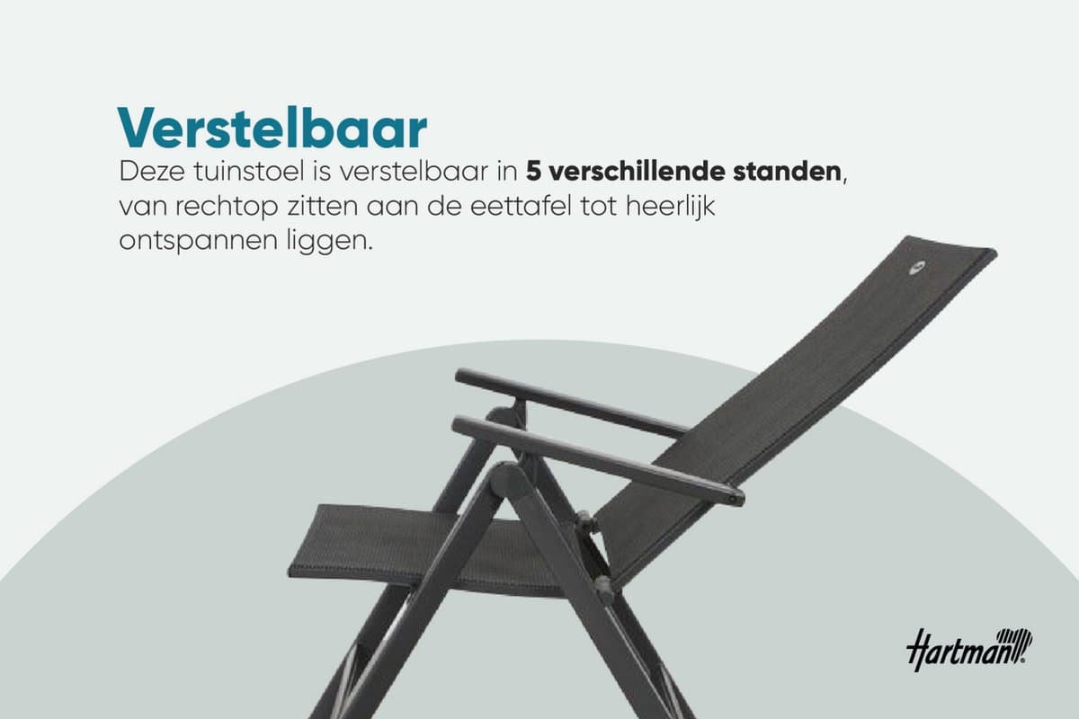 Hartman Napoli verstelbare tuinstoel - Antraciet thumbnail 5