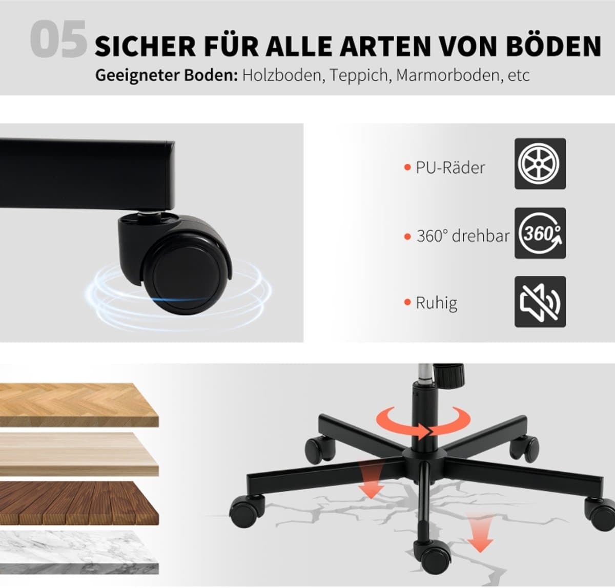 HAUSS SPOLE Bureaustoelen - Bureaustoel Draaibaar Met Knophefting En Extra Kussen - Met Wieltjes Voor Thuiswerk En Kantoor - 67×63×93 cm - Leer - Beige thumbnail 6