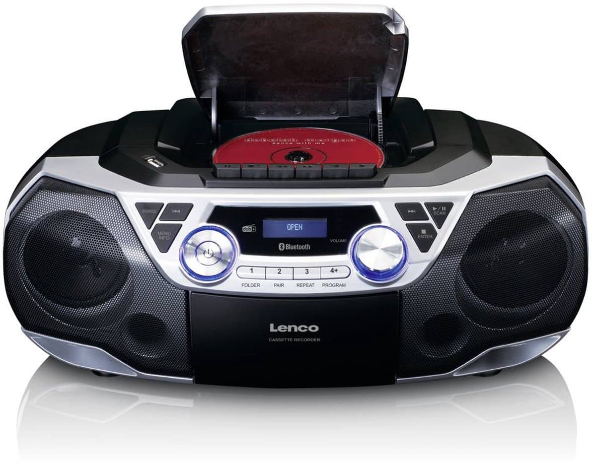 Lenco SCD-720SI - Draagbare DAB+ Radio met Bluetooth, CD-speler en Cassette - Stereo Boombox - Netstroom & Batterijen - Zilver thumbnail 2