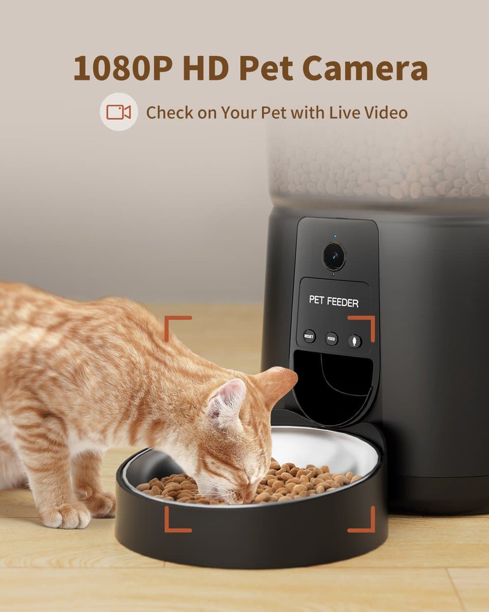Balimo Automatische Voerbak - Voice Recorder - Camera - Voerautomaat hond - Full HD 1080P Night Vision - Voerautomaat dispenser kat - Smart Met Camera En App - 4 L - Voerbak Kat & Hond - Zwart thumbnail 4