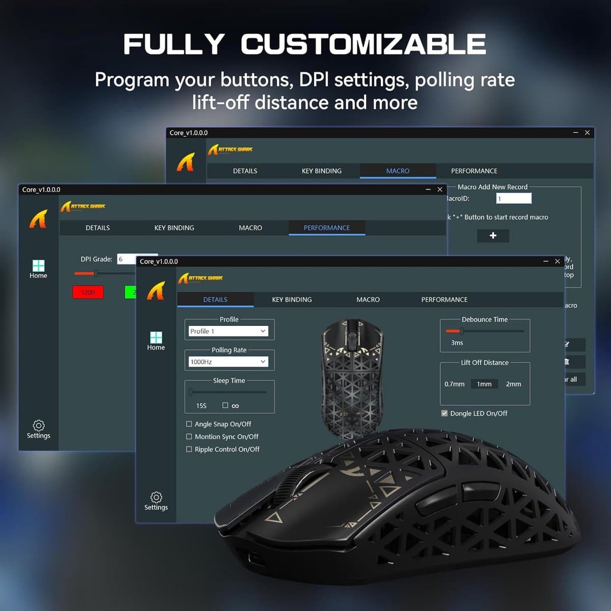 ATTACK SHARK R5 Ultra - Gamingmuis - Koolstofvezel Behuizing - 39g Ultralicht - HyperSpeed Draadloos - 2.4G / Bluetooth / USB-C Bedraad - PAW3950MAX Sensor - 8000Hz Pollingsnelheid - 42.000 DPI - Windows & Mac - Zwart thumbnail 2