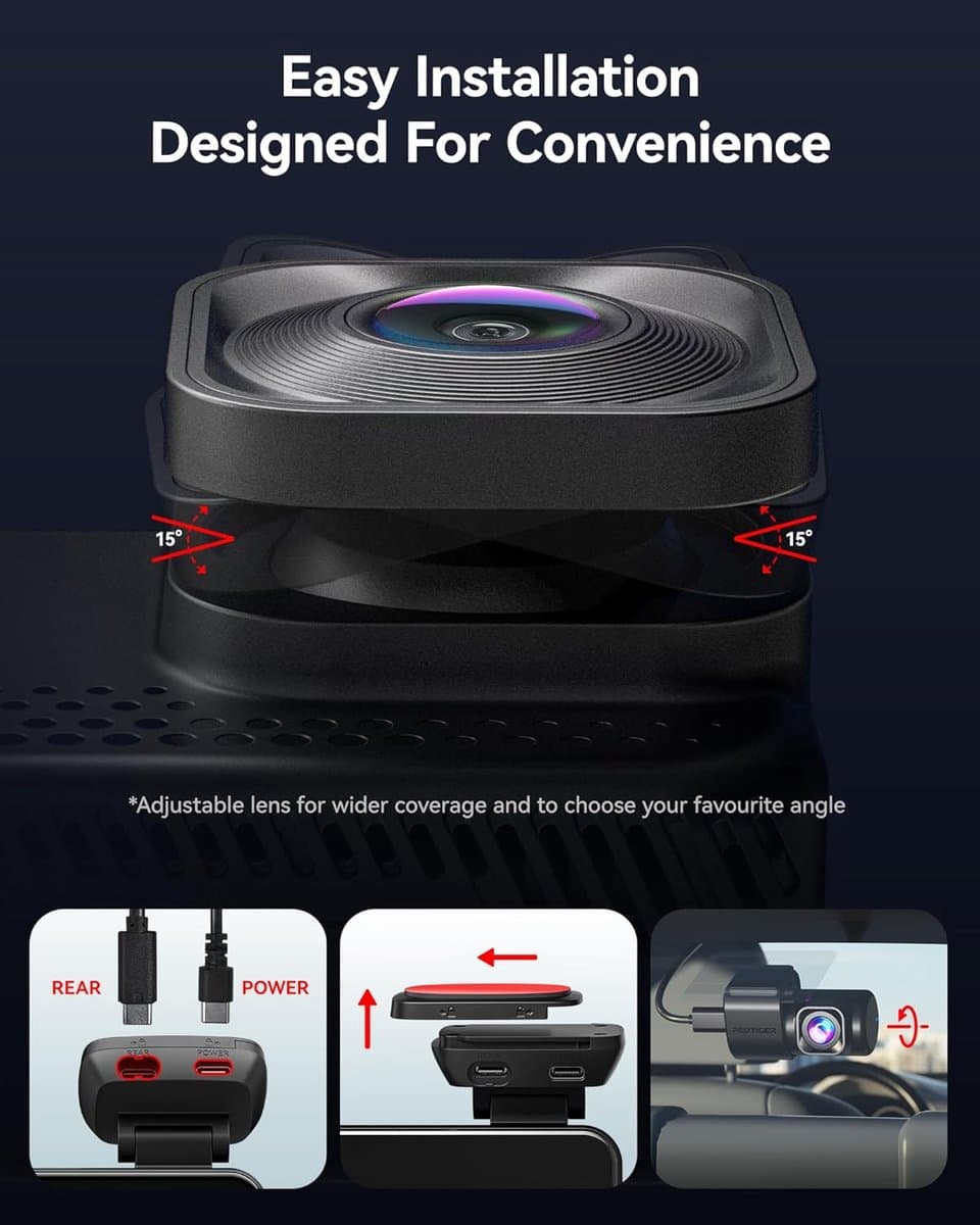 RedTiger Viewclear 70 - Dual Dashcam voor auto - Ultra 4K & 2,5K - Voor en Achter Camera - 2026 model - Met Touchscreen - WiFi en GPS - 3.20 Inch met App - Sony Sensor Nachtzicht - Dashcams - Parkeerbewaking - G Sensor - Loop opname - 128GB SD Kaart thumbnail 4